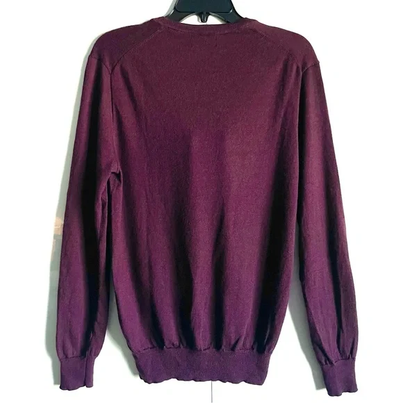 Polo Ralph Lauren Washable Wool Slim Fit V-Neck Sweater in Wine Size M EUC - Picture 5 of 16